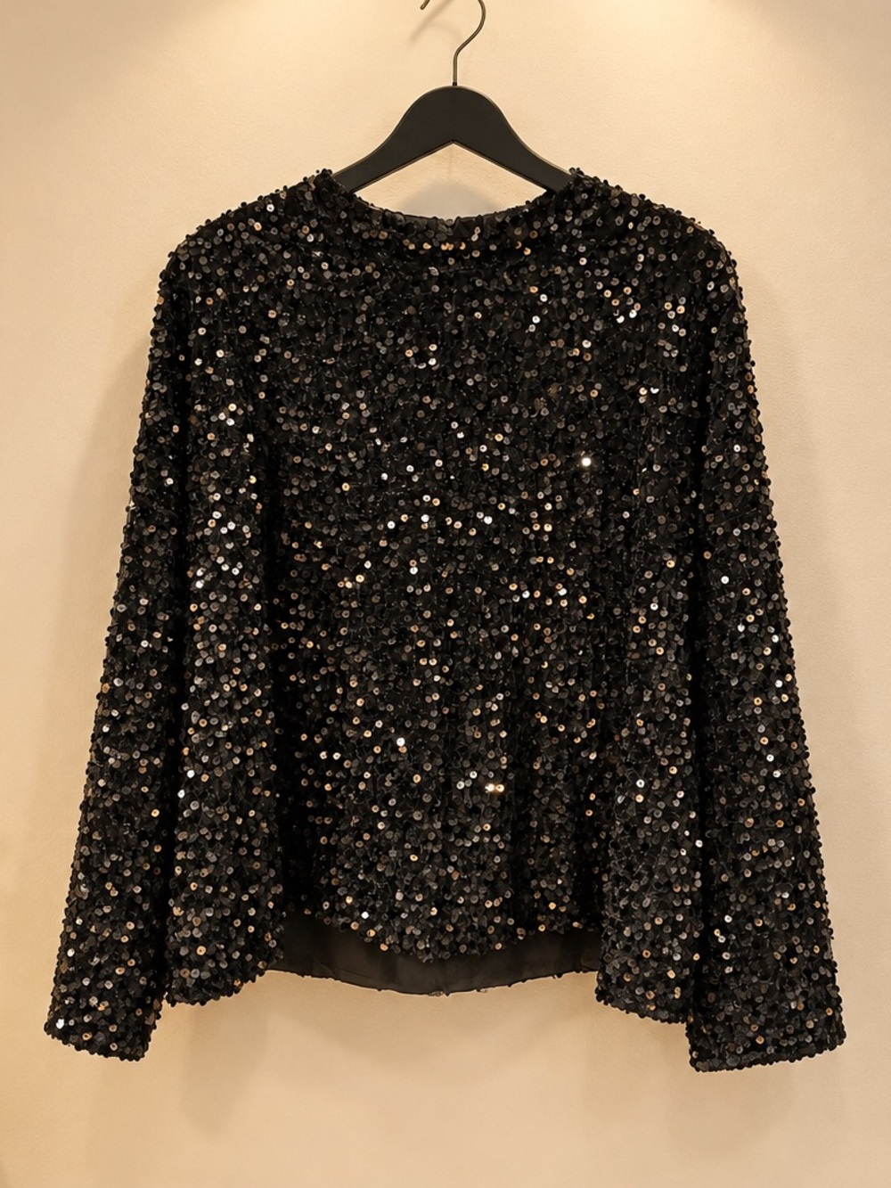 J. McLaughlin Black Sequin Long-Sleeve Top